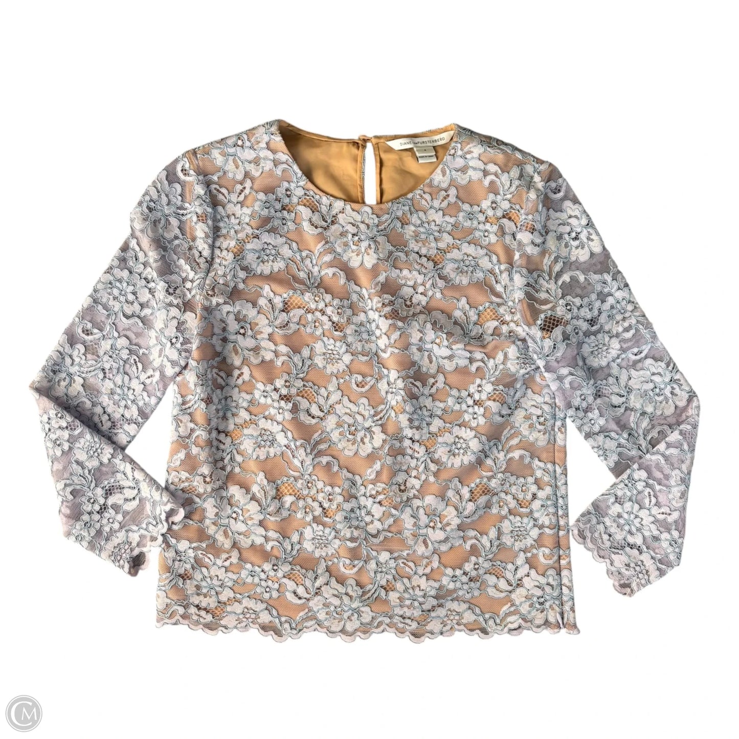 Top Long Sleeve Designer By Diane Von Furstenberg In Blue & Purple, Size: S