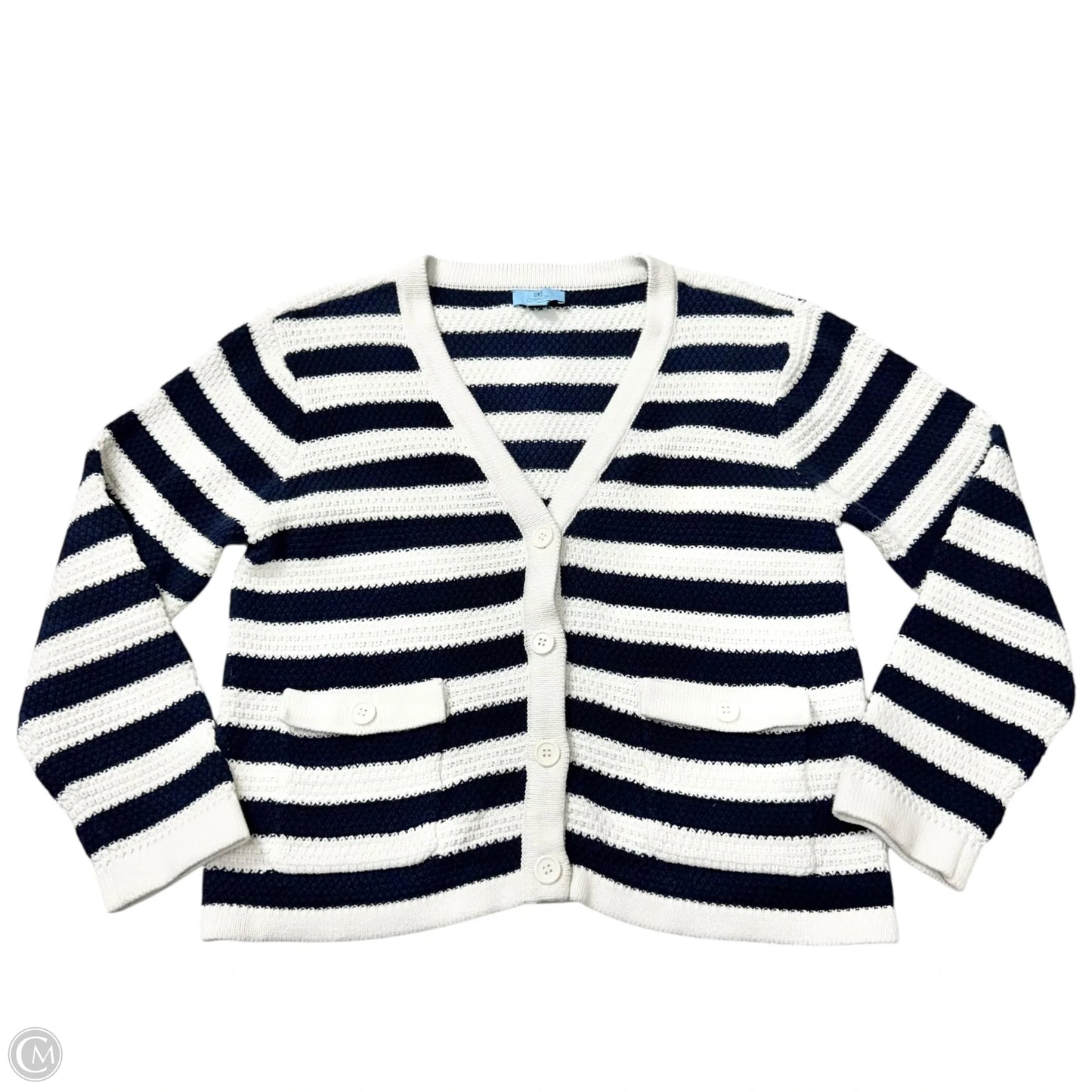Sweater Cardigan By Cece In Striped Pattern, Size: L
