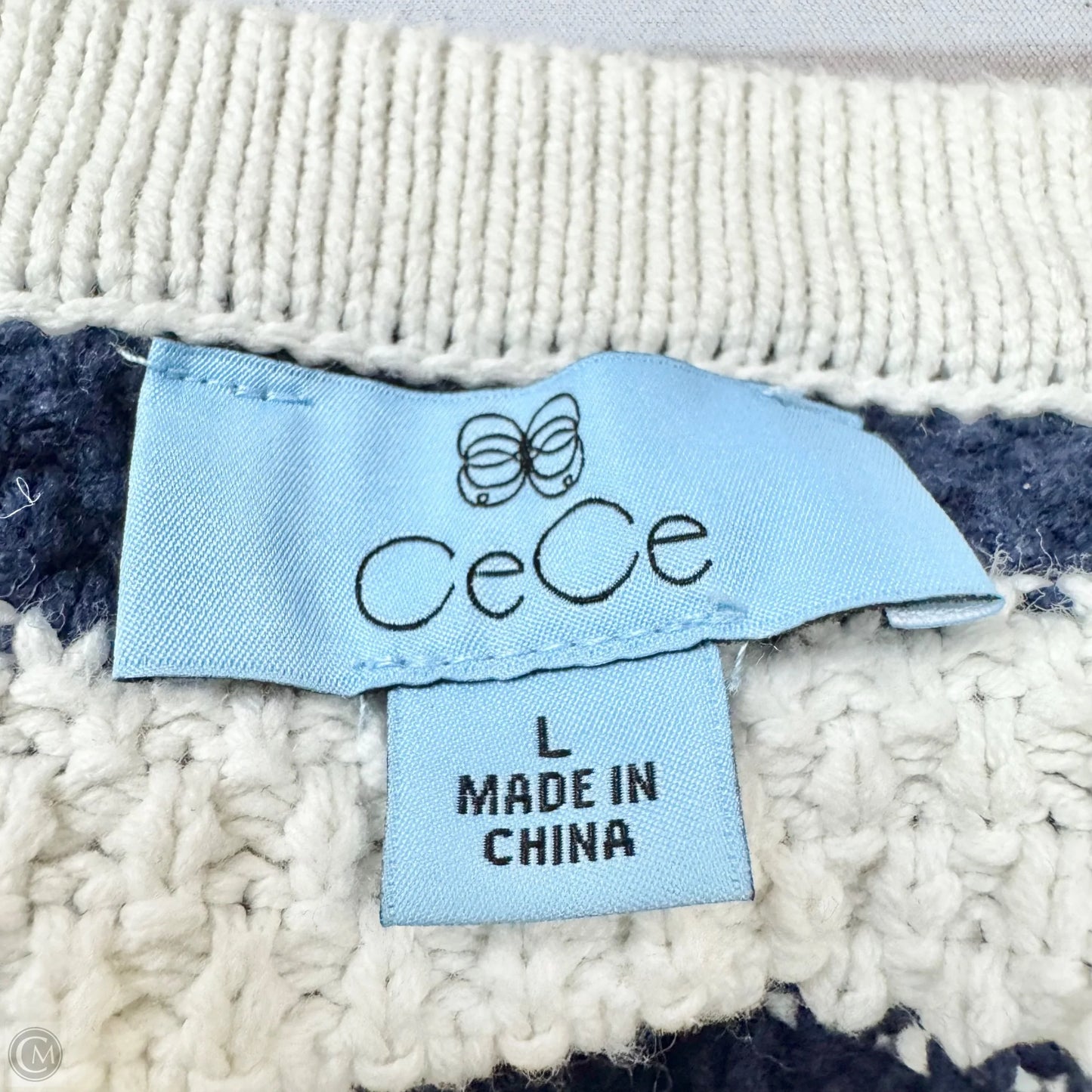 Sweater Cardigan By Cece In Striped Pattern, Size: L