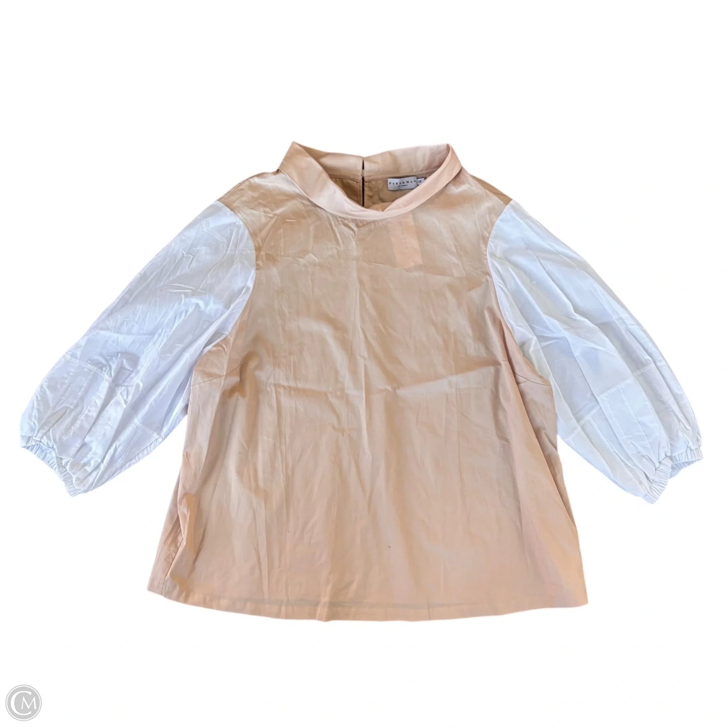 Tunic Long Sleeve By Hardhman In Tan & White, Size: 2x