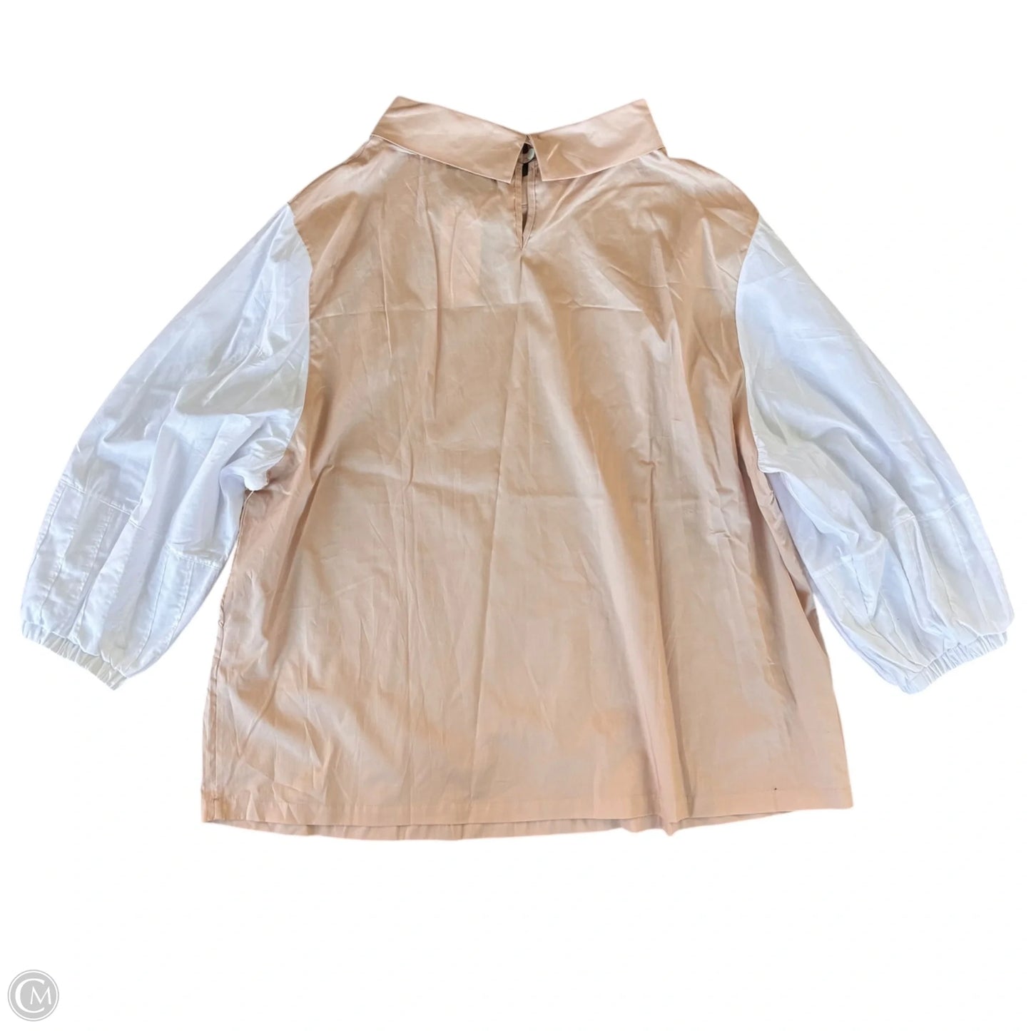 Tunic Long Sleeve By Hardhman In Tan & White, Size: 2x