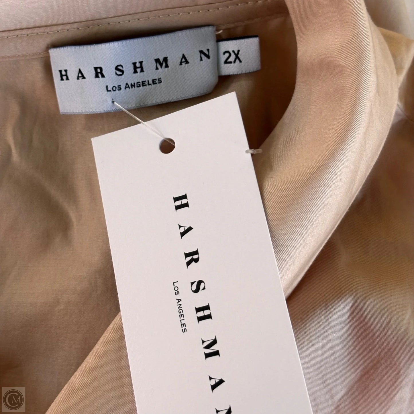 Tunic Long Sleeve By Hardhman In Tan & White, Size: 2x