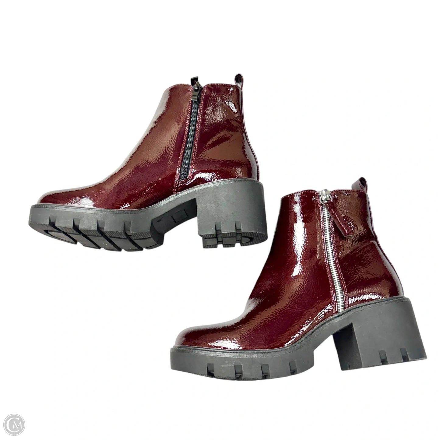 Boots Ankle Heels By Steve Madden In Maroon, Size: 8