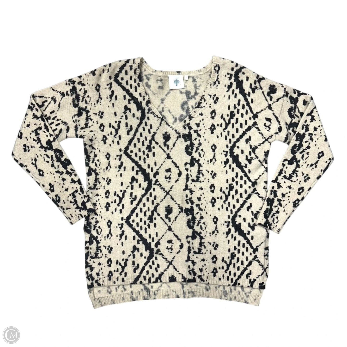 Sweater Cashmere By Anthropologie In Black & Tan, Size: S