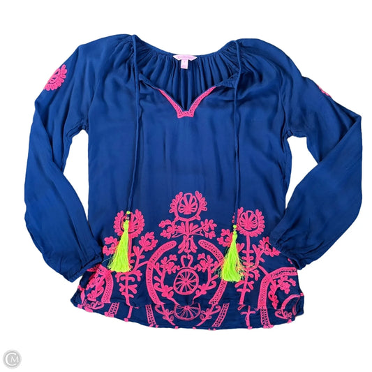Top Long Sleeve Designer By Lilly Pulitzer In Blue, Size: S