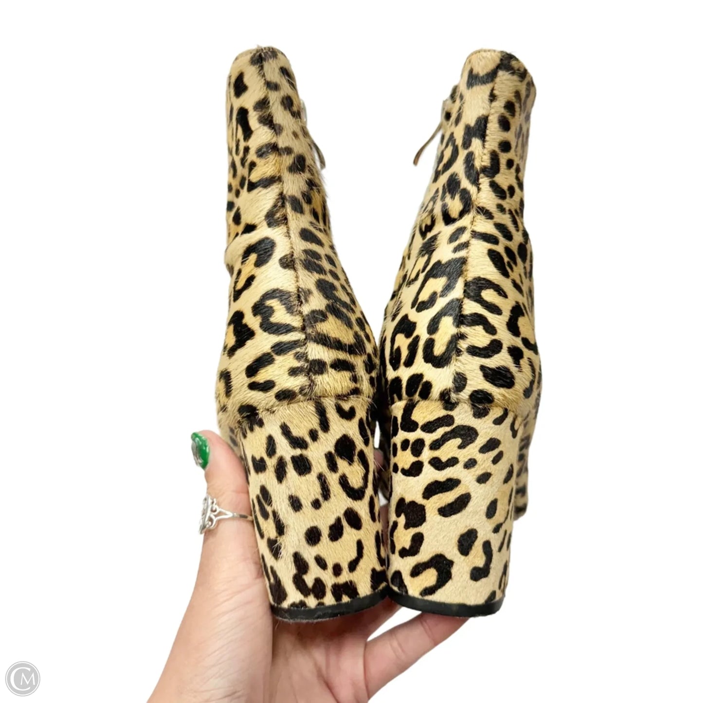 Boots Ankle Heels By Halogen In Leopard Print, Size: 6.5