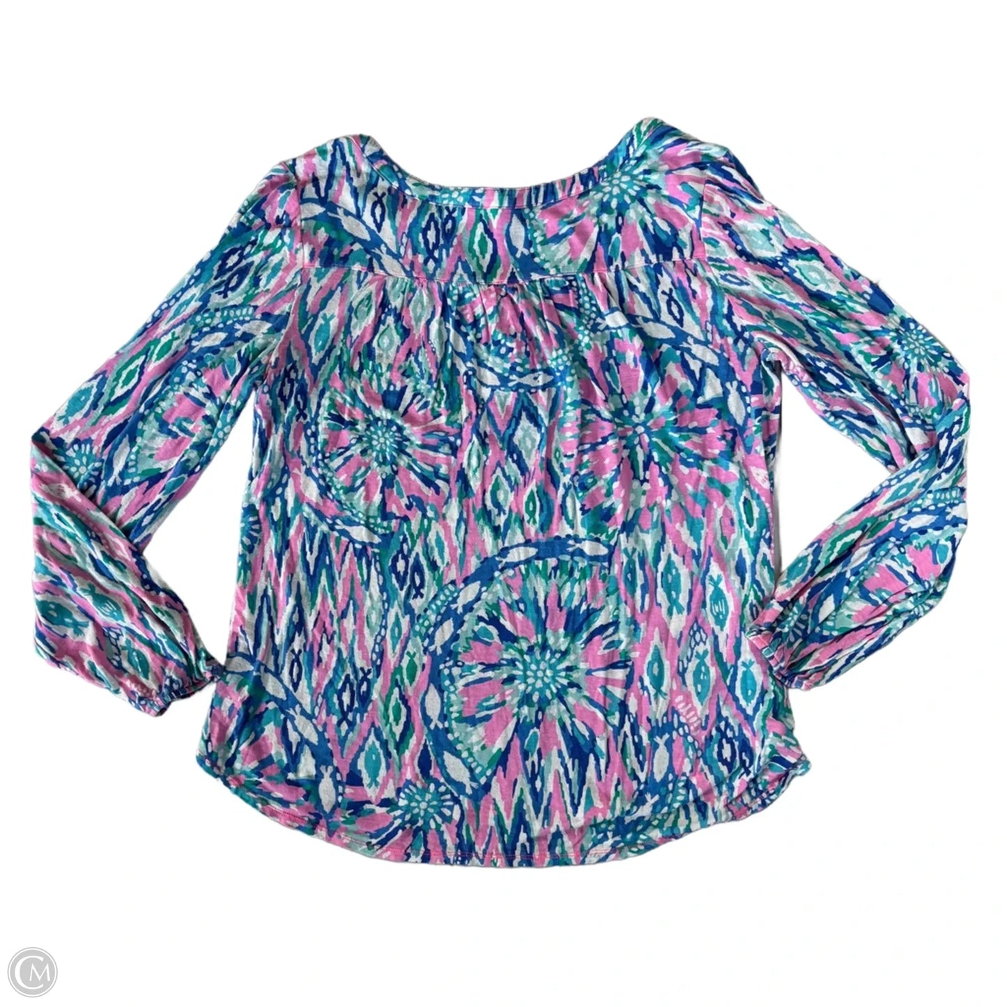 Top Long Sleeve Designer By Lilly Pulitzer In Blue & Pink, Size: S