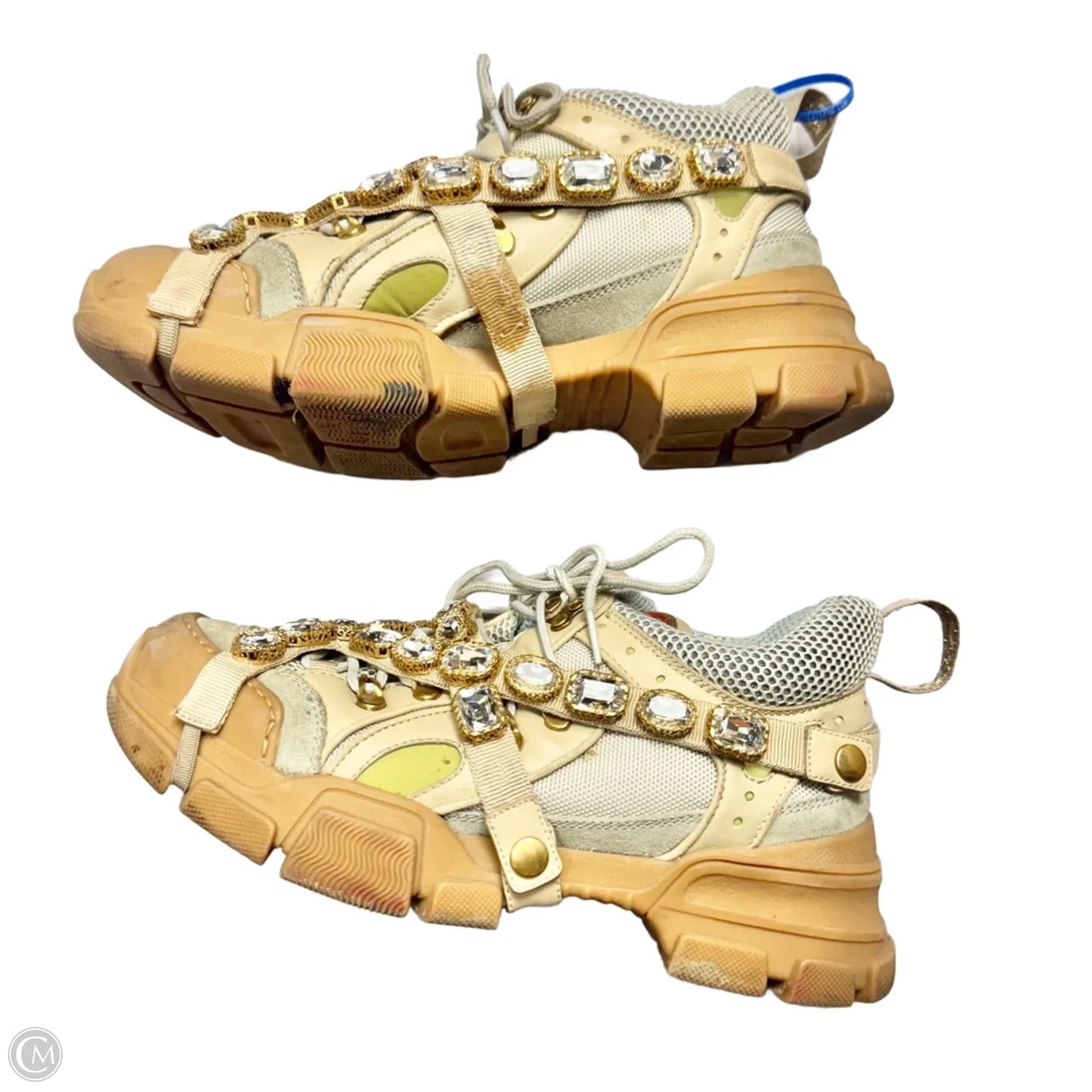 Shoes Luxury Designer By Gucci In Tan, Size: 9.5