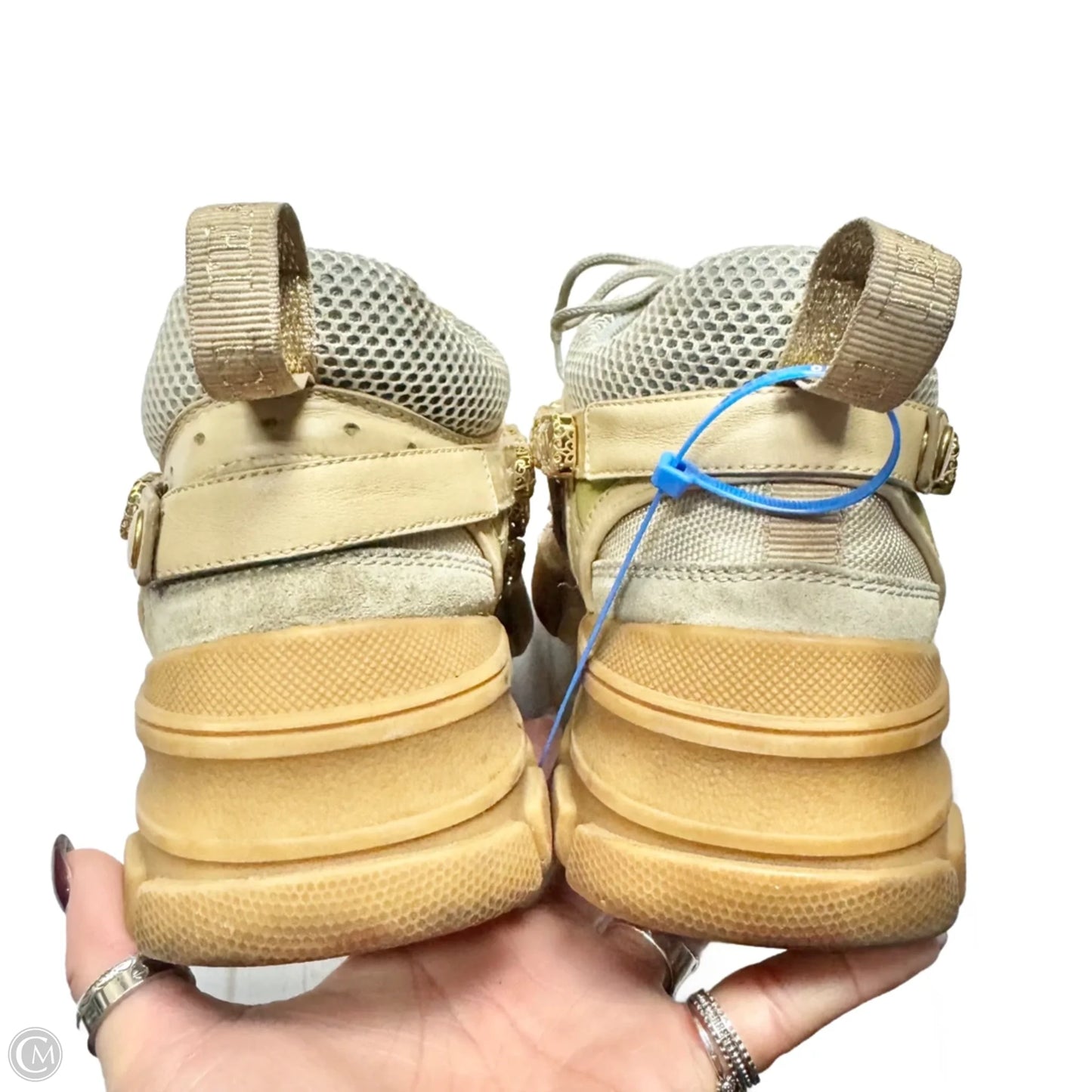 Shoes Luxury Designer By Gucci In Tan, Size: 9.5