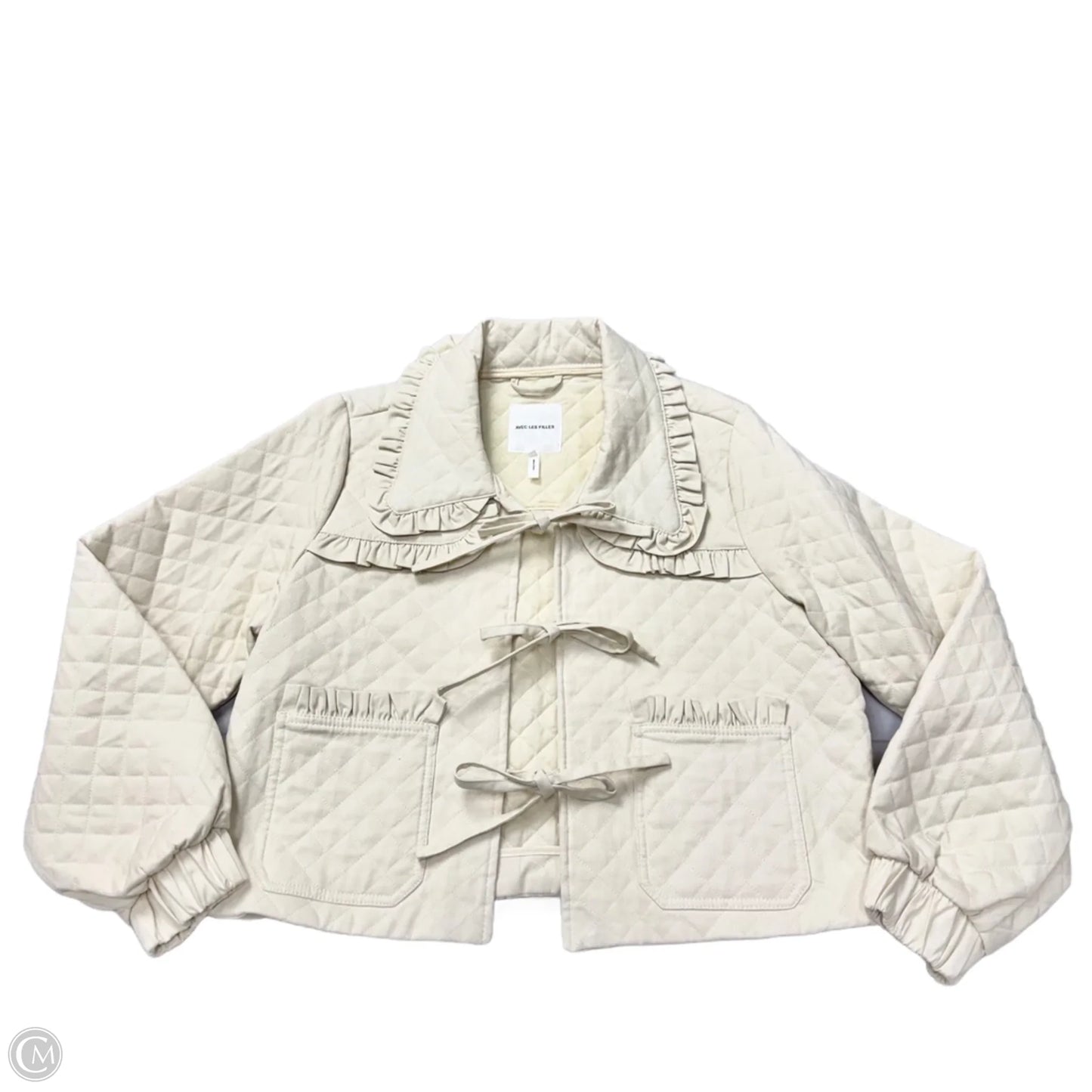 Jacket Puffer & Quilted By Avec Les Filles In Cream, Size: L