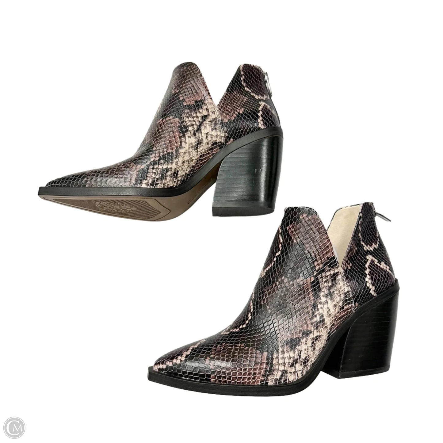 Boots Ankle Heels By Vince Camuto In Snakeskin Print, Size: 8.5