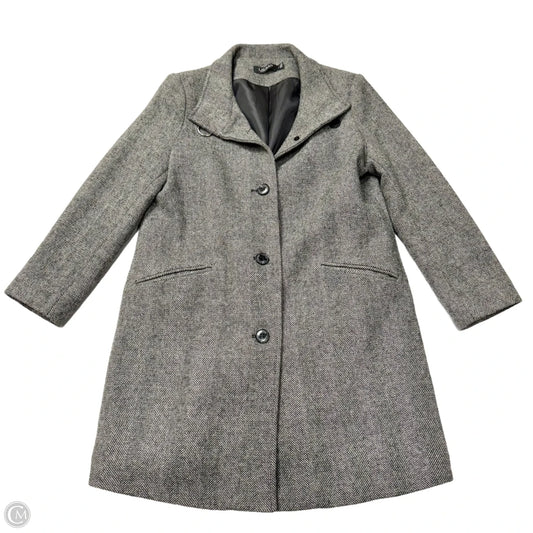 Coat Wool By Lauren By Ralph Lauren In Black & Grey, Size: M