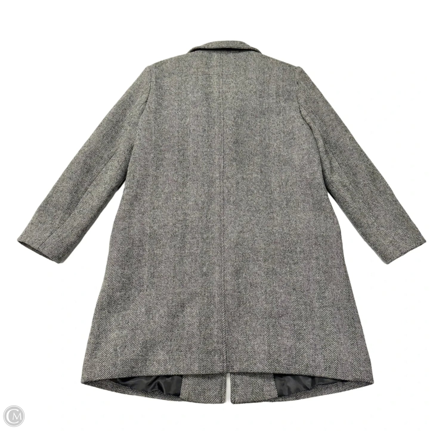 Coat Wool By Lauren By Ralph Lauren In Black & Grey, Size: M