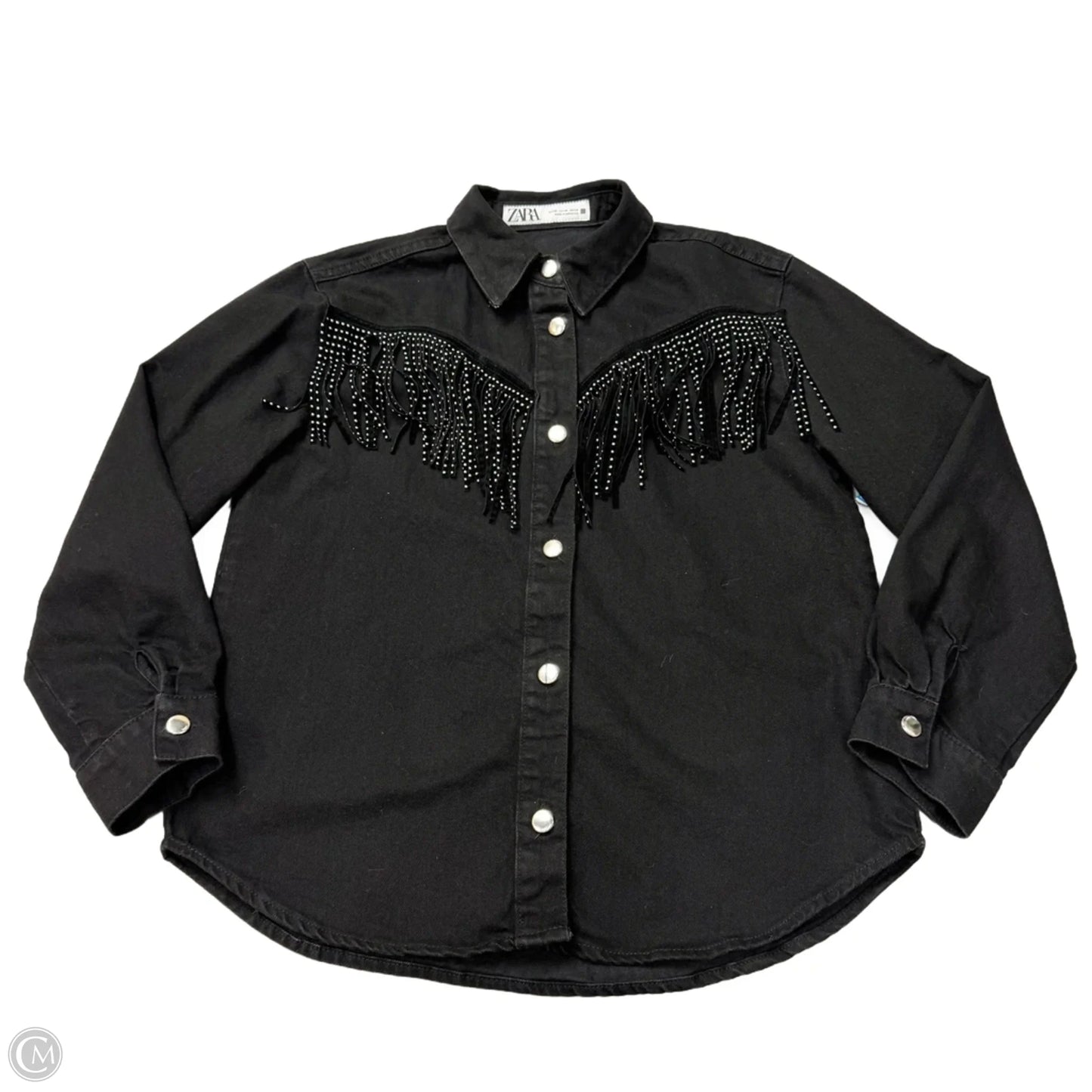 Jacket Denim By Zara In Black Denim, Size: Xs