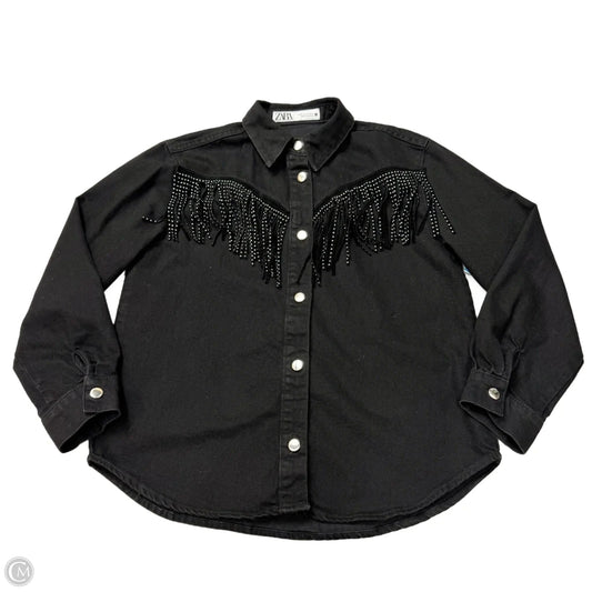 Jacket Denim By Zara In Black Denim, Size: Xs