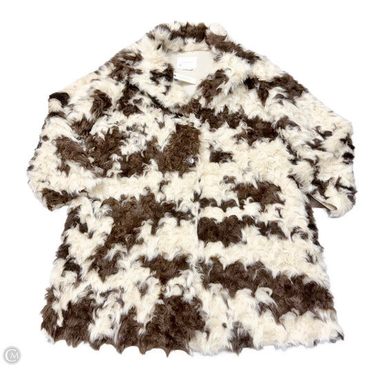 Coat Faux Fur & Sherpa By Anthropologie In Brown & Cream, Size: L