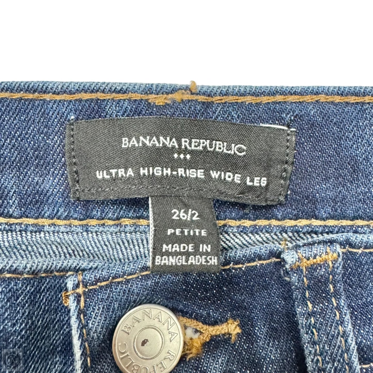 Jeans Wide Leg By Banana Republic In Blue Denim, Size: 2p