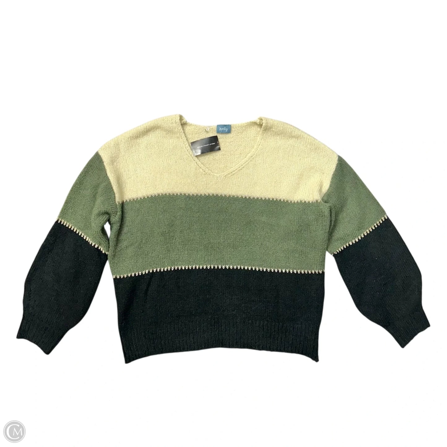 Sweater By Neely In Cream & Green, Size: S