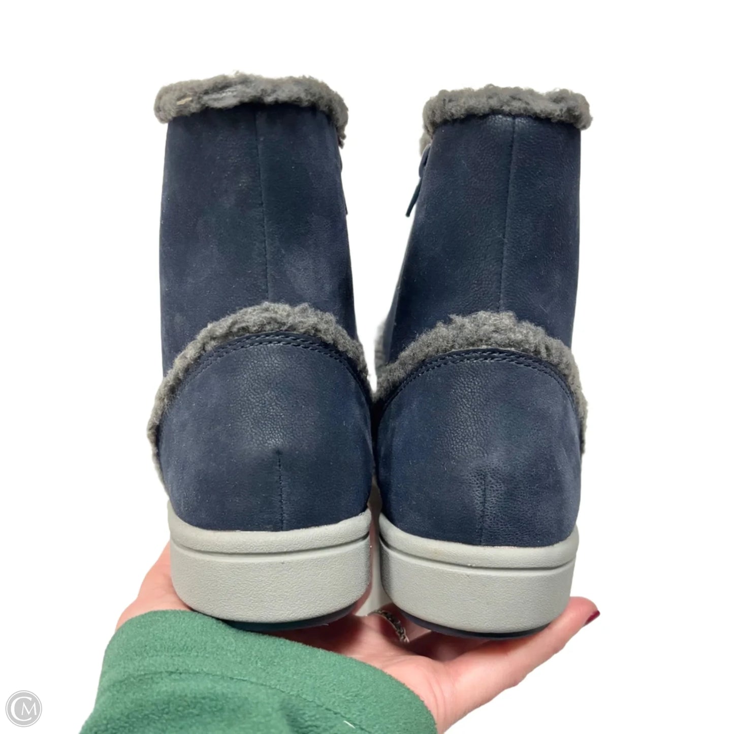 Boots Ankle Flats By Clarks In Navy, Size: 10