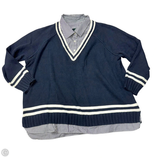 Sweater By Lauren By Ralph Lauren In Navy, Size: 3x