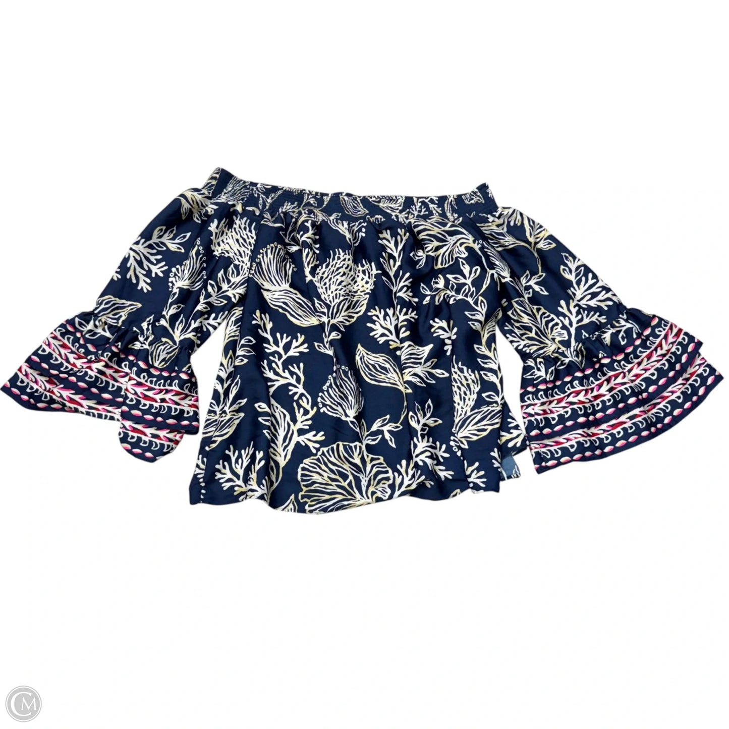 Top 3/4 Sleeve Designer By Lilly Pulitzer In Navy, Size: Xl