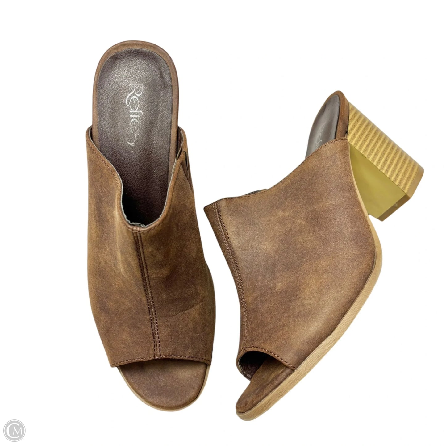 Sandals Heels Block By Refresh In Brown, Size: 10