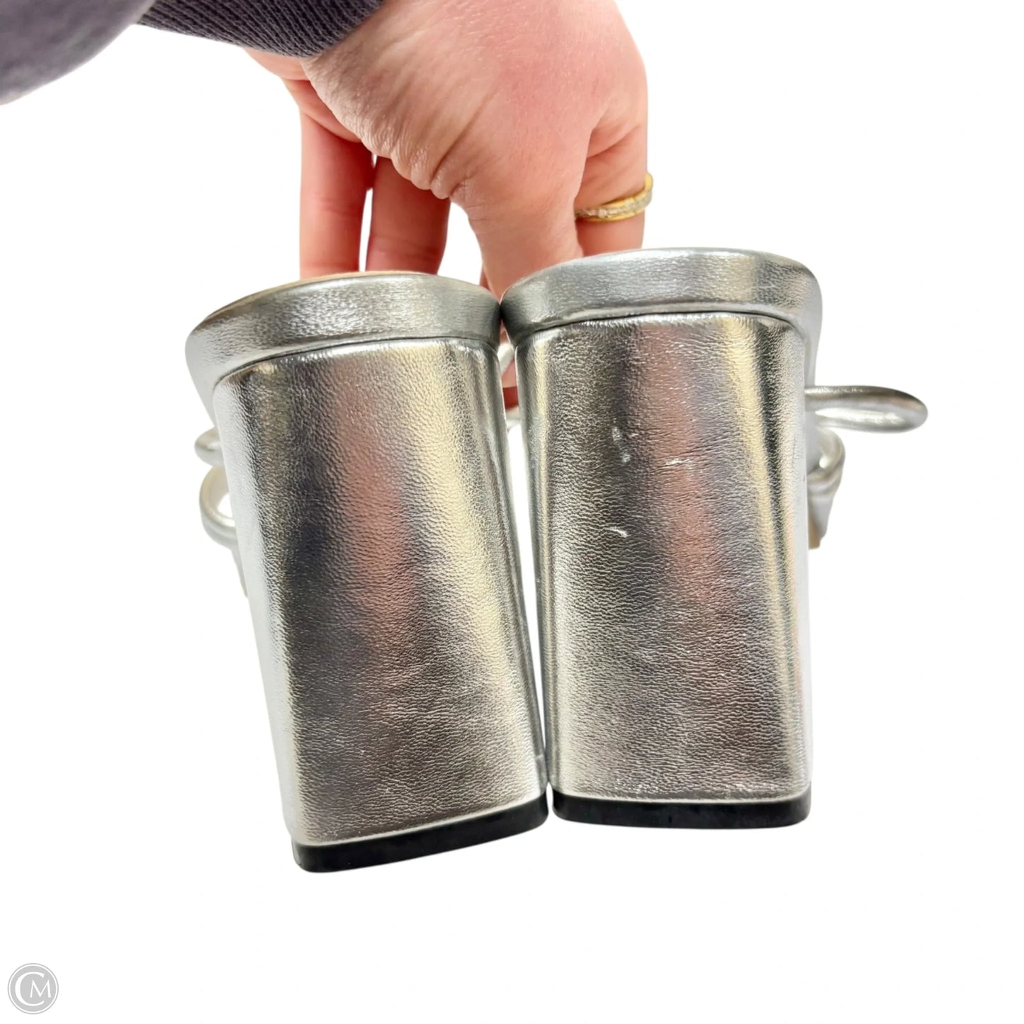 Sandals Heels Block In Silver, Size: 9.5