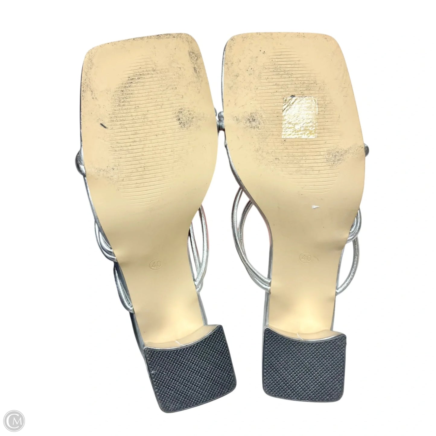 Sandals Heels Block In Silver, Size: 9.5