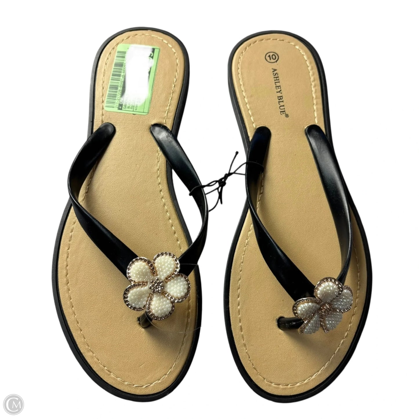 Sandals Flip Flops By Ashely Blue In Black, Size: 10