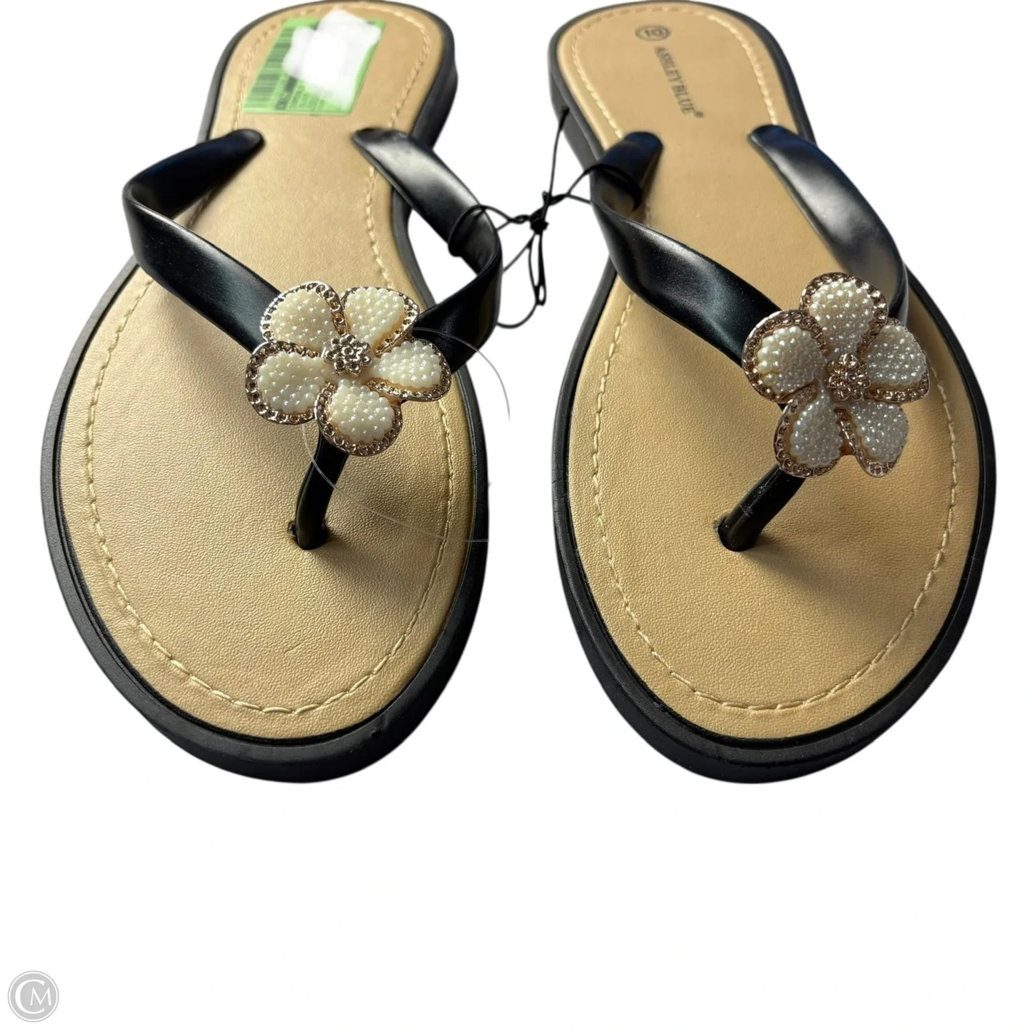 Sandals Flip Flops By Ashely Blue In Black, Size: 10
