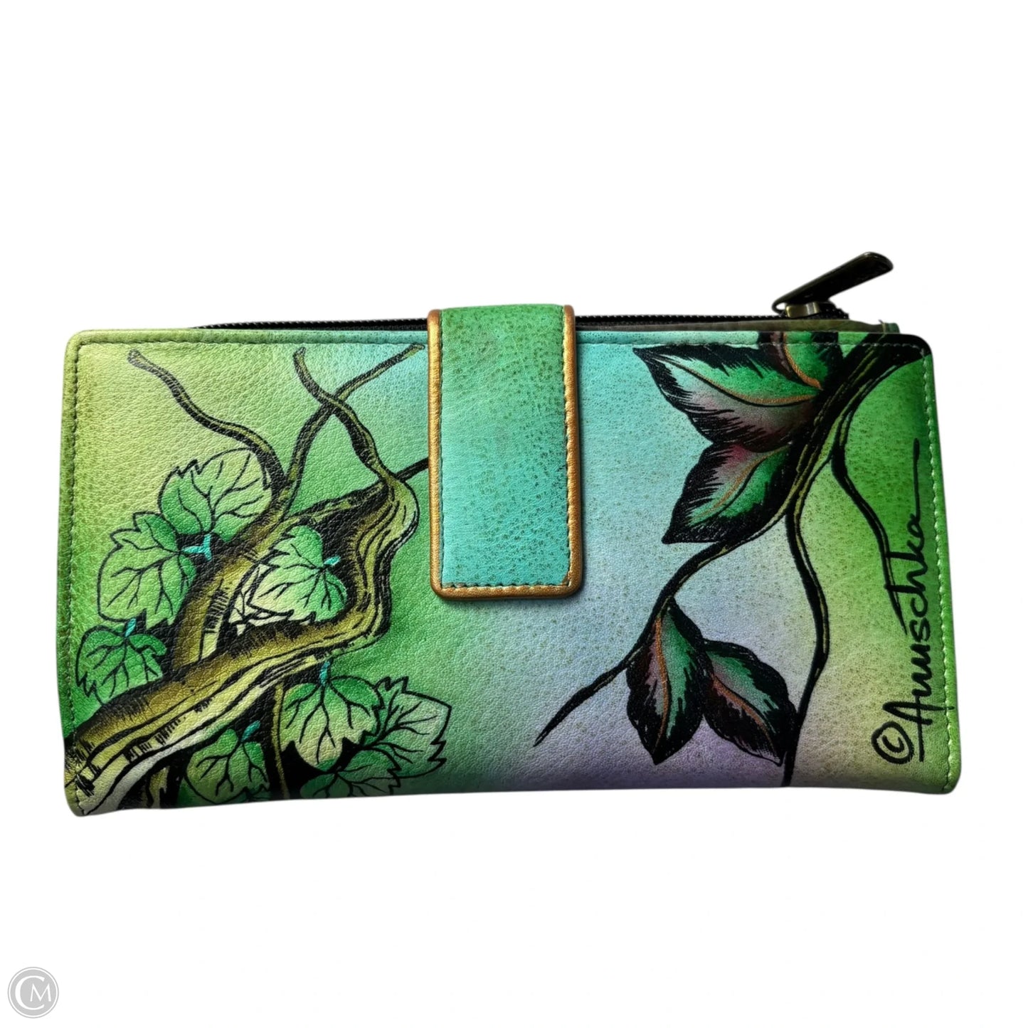 Wallet Leather By Anuschka, Size: Medium