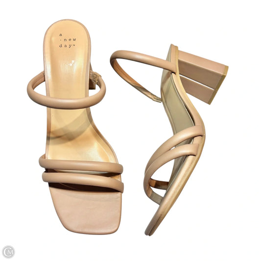 Sandals Heels Block By A New Day In Tan, Size: 11