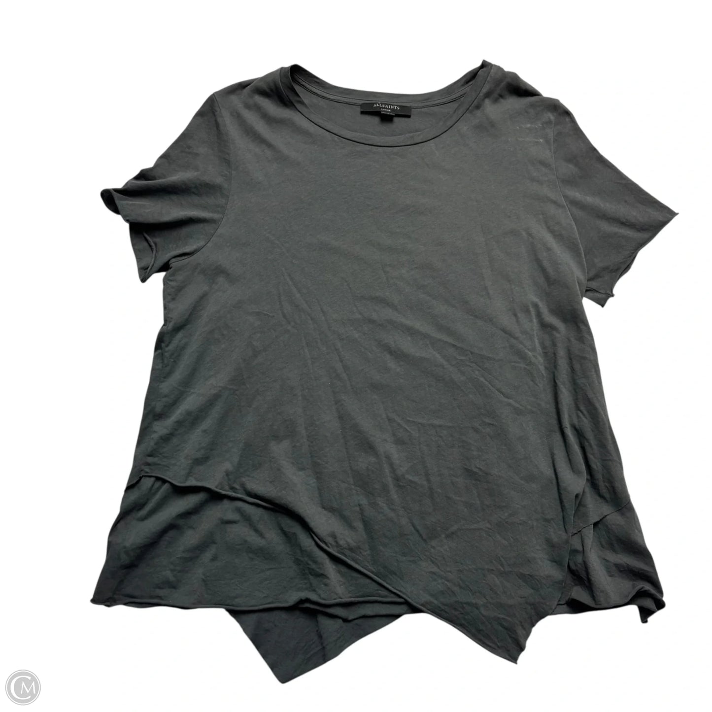 Top Short Sleeve Designer By All Saints In Grey, Size: L