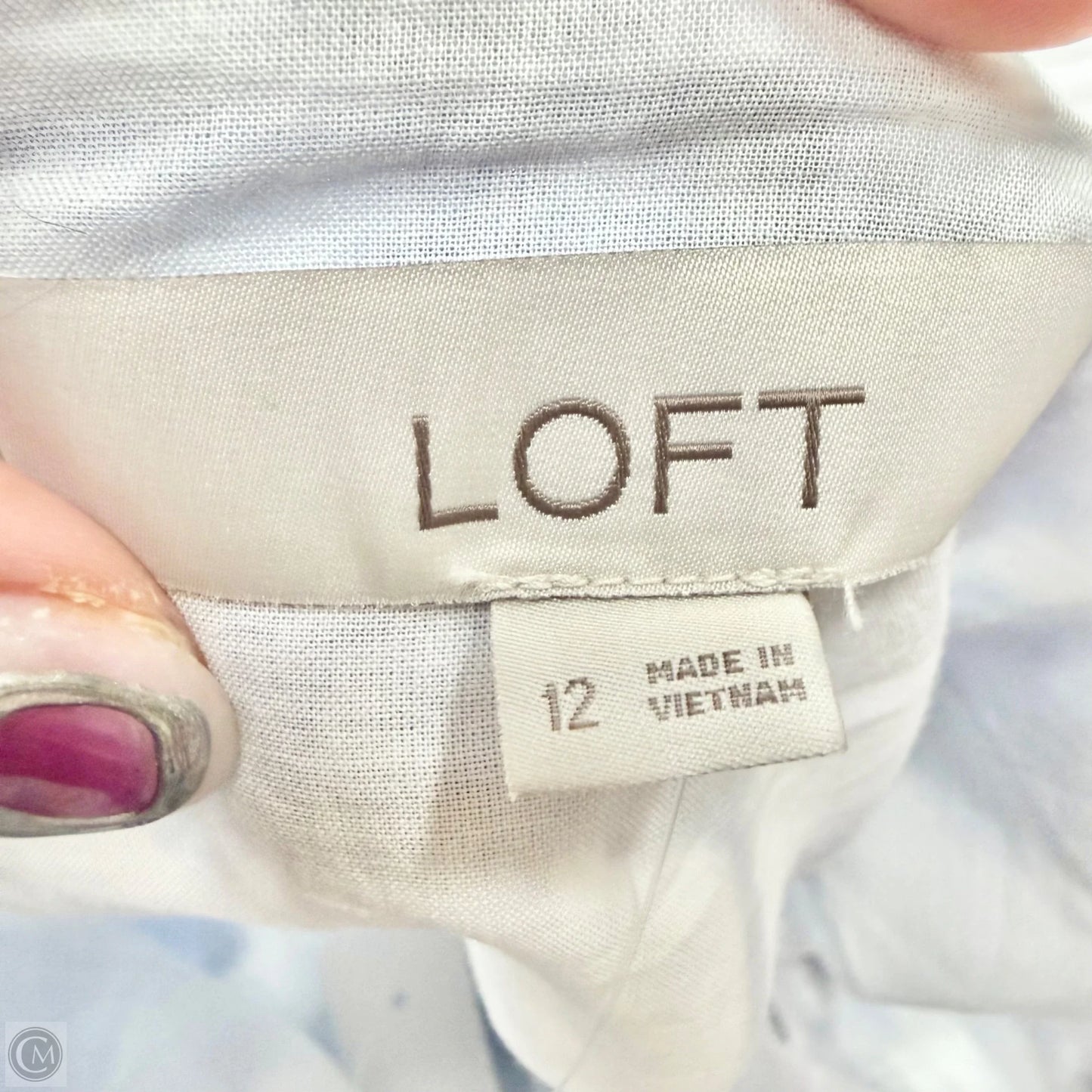 Dress Casual Short By Loft In Blue & White, Size: L