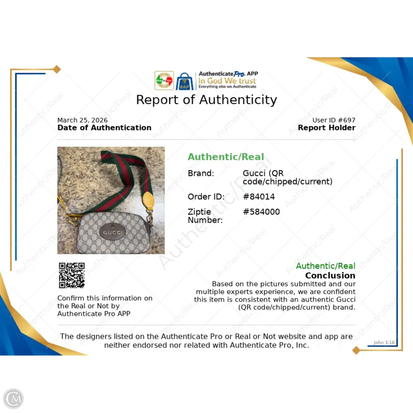 Crossbody Luxury Designer By Gucci, Size: Medium