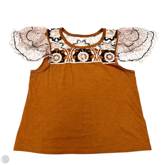 Top Short Sleeve By Anthropologie In Brown, Size: M