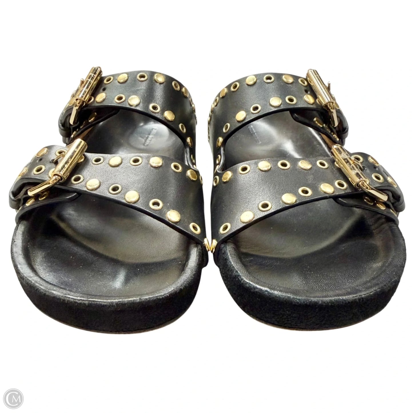 Sandals Designer By Isabel Marant In Black & Gold, Size: 5