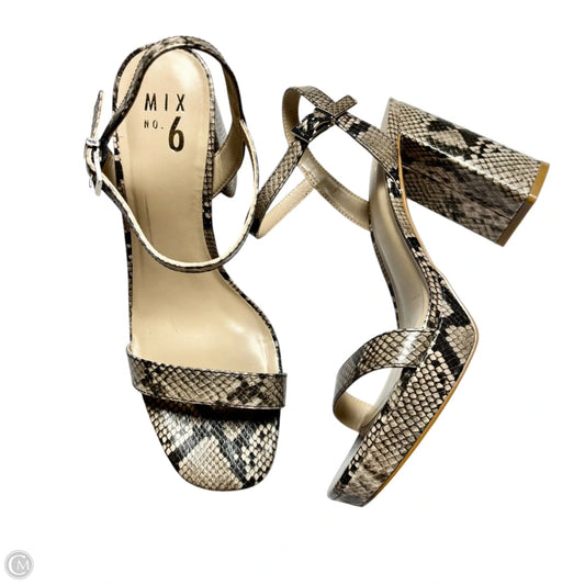 Sandals Heels Block By Mix No 6 In Snakeskin Print, Size: 9