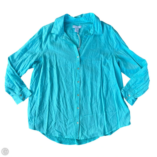 Top Long Sleeve By Martha Stewart In Blue, Size: 1x