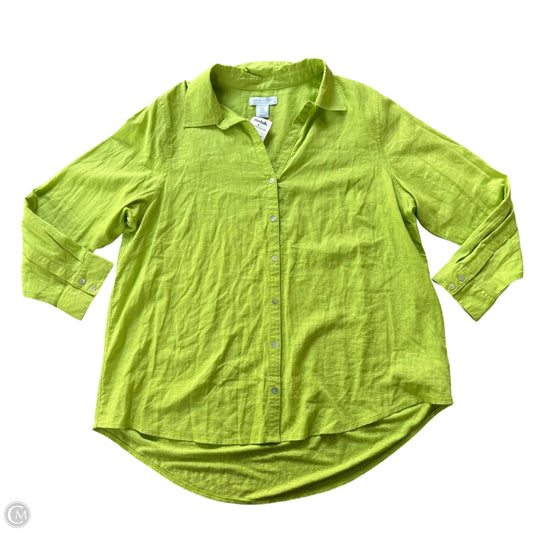 Top Long Sleeve By Martha Stewart In Green, Size: 1x