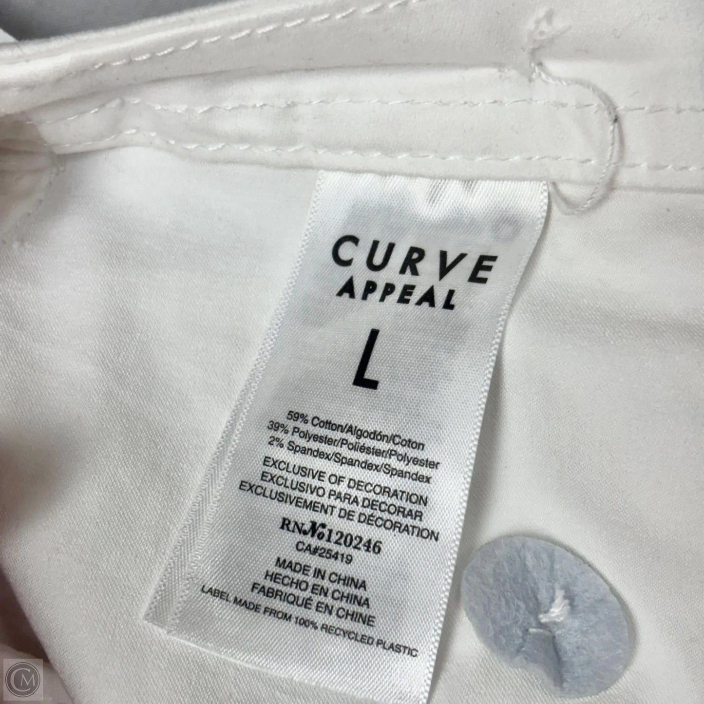 Skort By Curve Appeal In White, Size: L