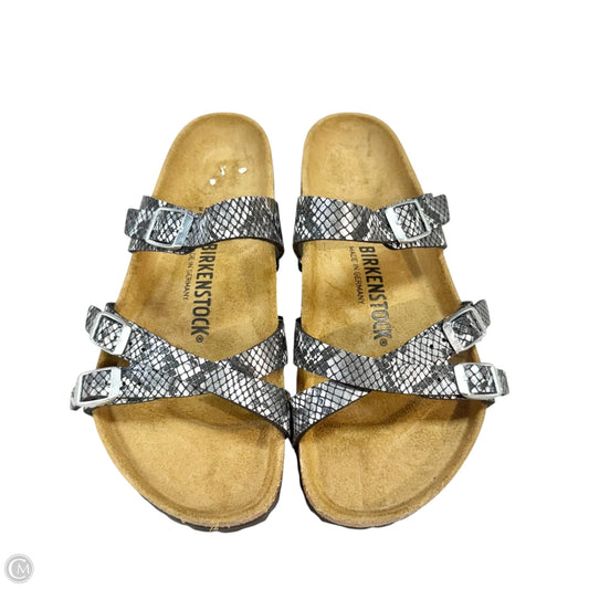Sandals Flats By Birkenstock In Snakeskin Print, Size: 6