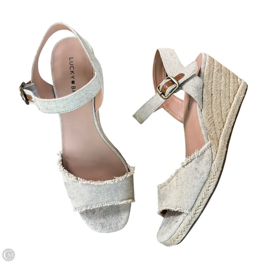 Sandals Heels Wedge By Lucky Brand In Beige, Size: 9