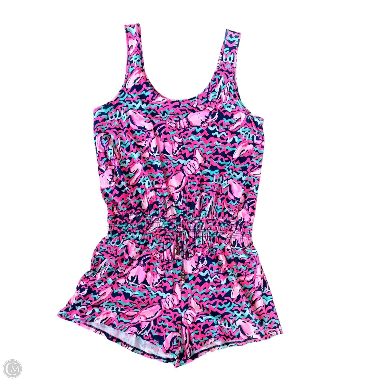 Romper Designer By Lilly Pulitzer In Blue & Pink, Size: L