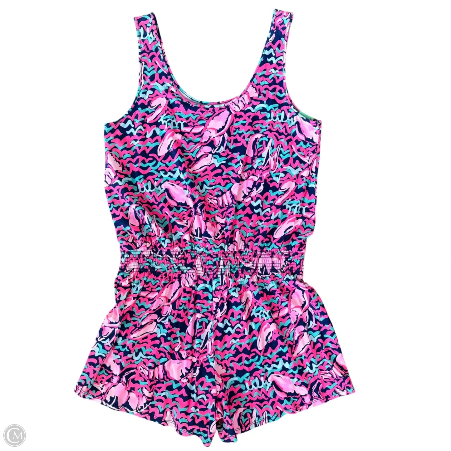 Romper Designer By Lilly Pulitzer In Blue & Pink, Size: L