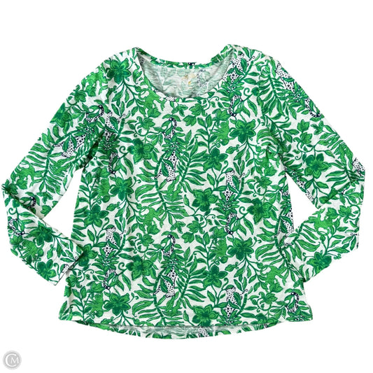 Top Long Sleeve Designer By Lilly Pulitzer In Green & White, Size: L