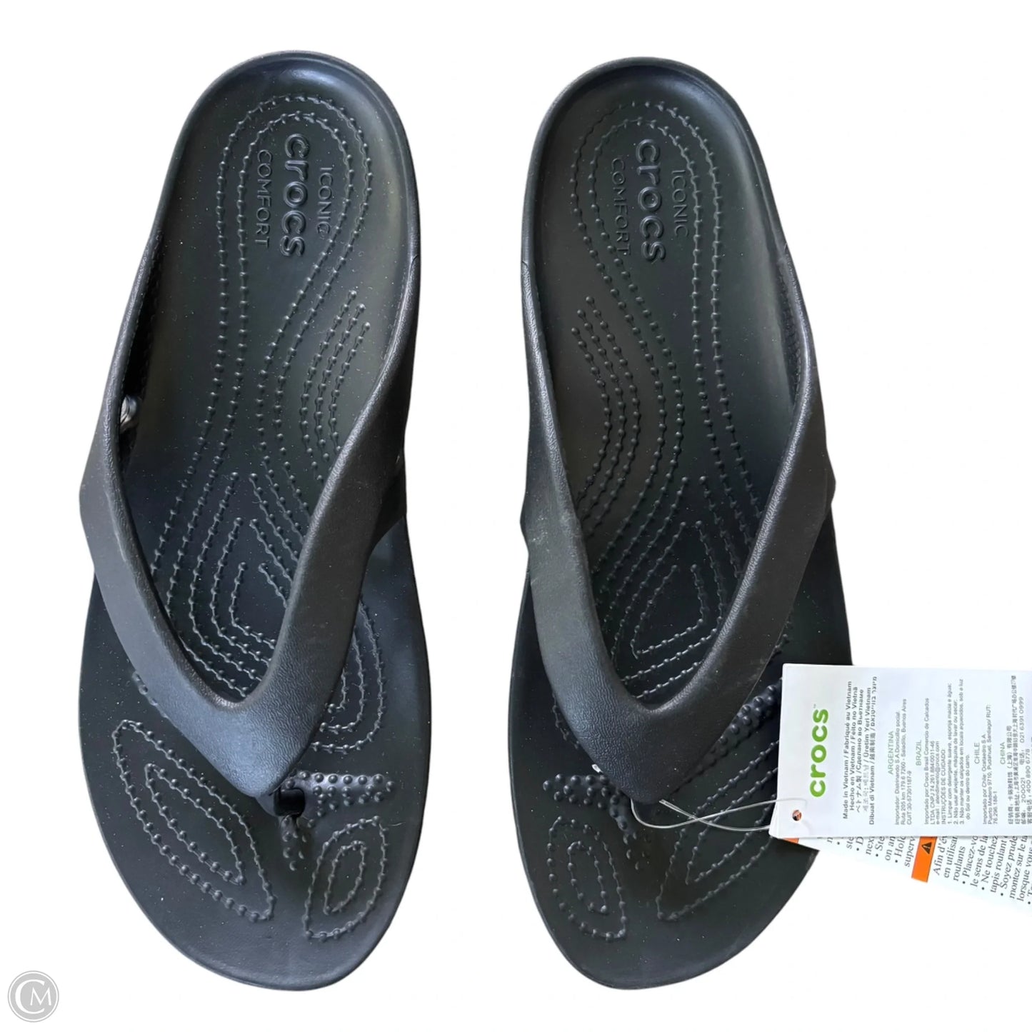 Sandals Flip Flops By Crocs In Black, Size: 7