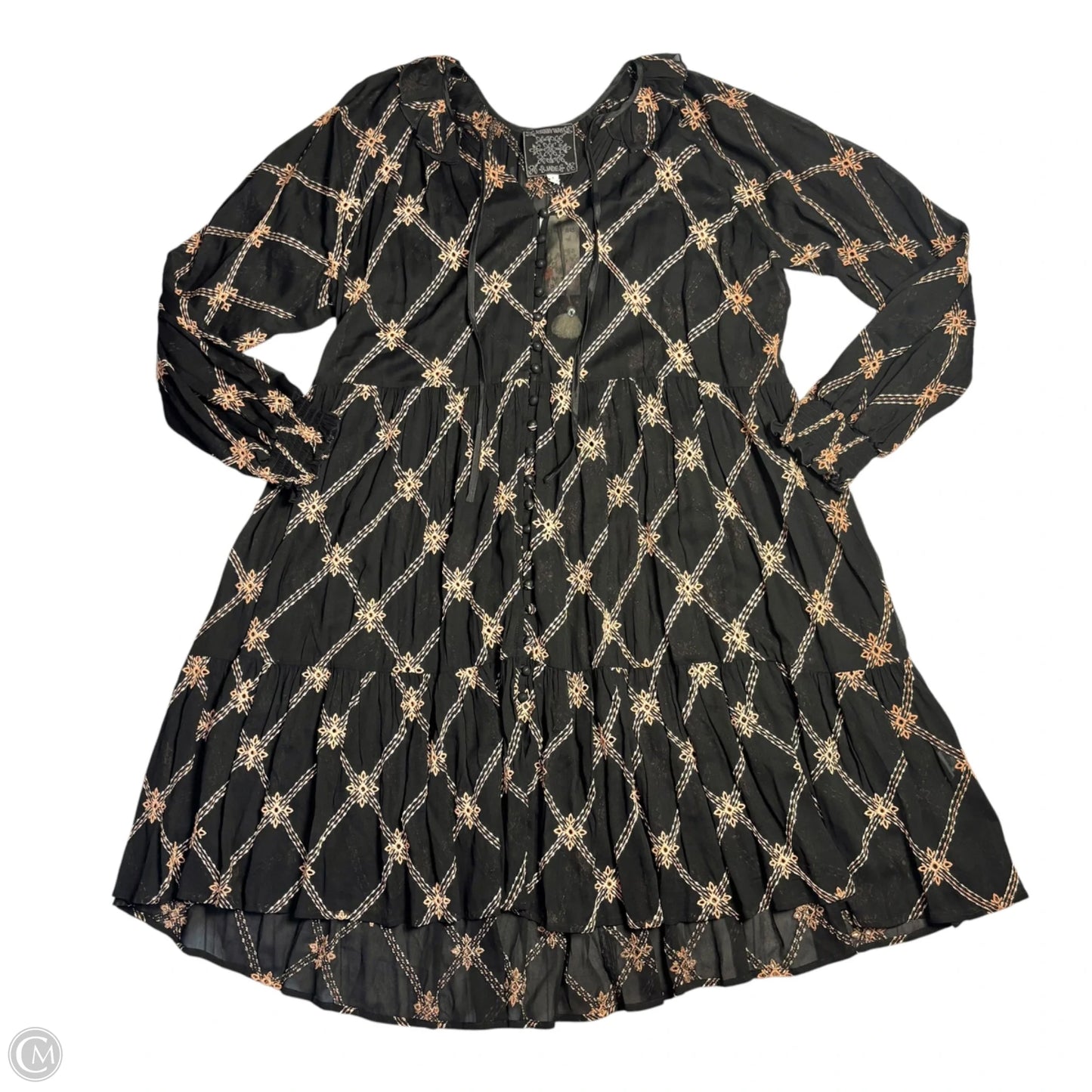 Dress Casual Short By Johnny Was In Black & Pink, Size: S