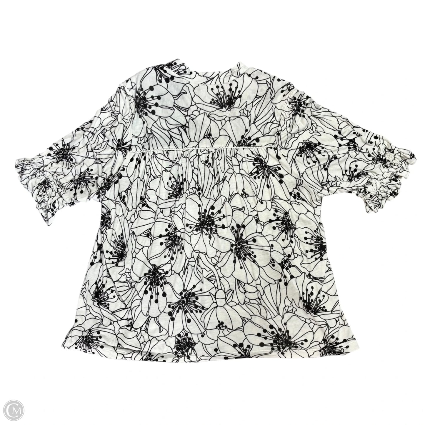 Top 3/4 Sleeve By Blank London In Black & White, Size: L