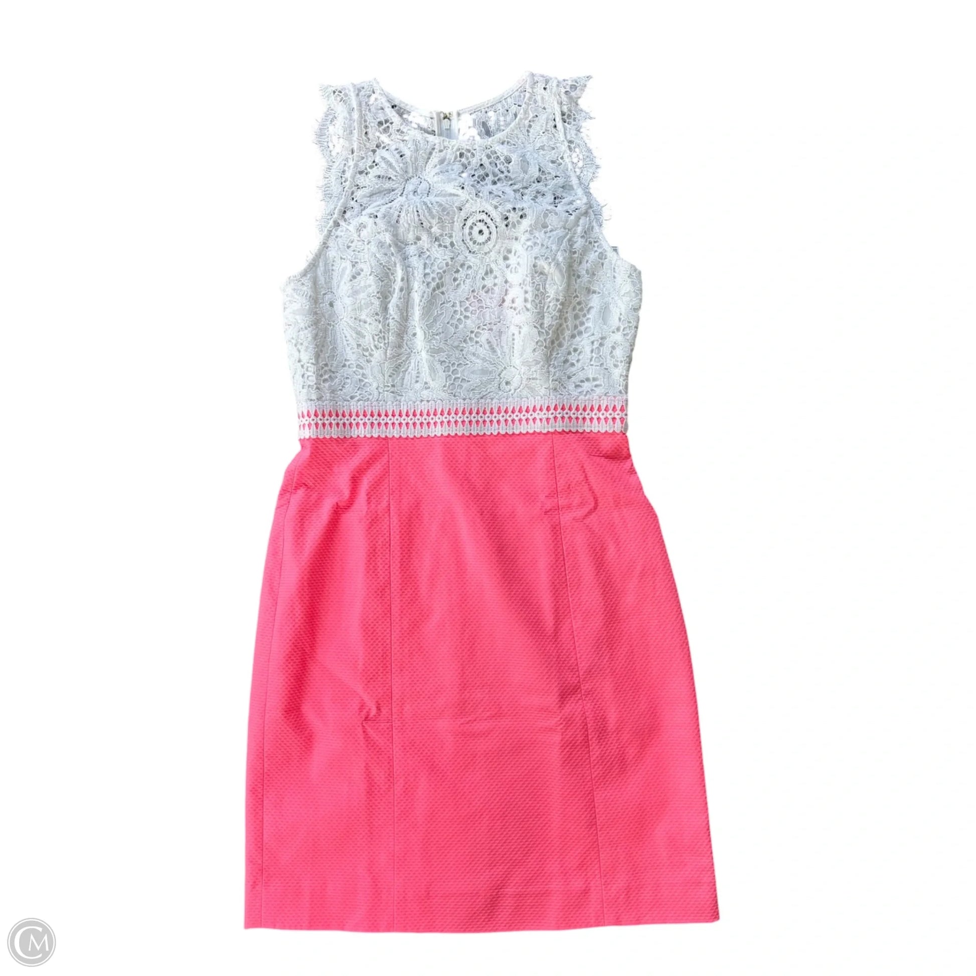 pink and white lilly pulitzer dress Lilly Pulitzer Dress Womens 4 Pink White Fit & Flare Sleeveless Lace Back